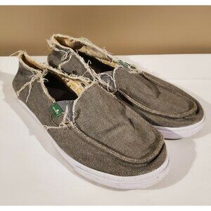 Women's Textile Upper Gray Sanuk Slip On Loafers, Size 9